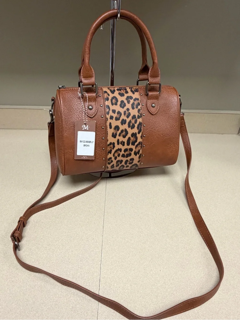 Montana West Cognac Brown Western Leopard Print Studded Satchel – New With Tags